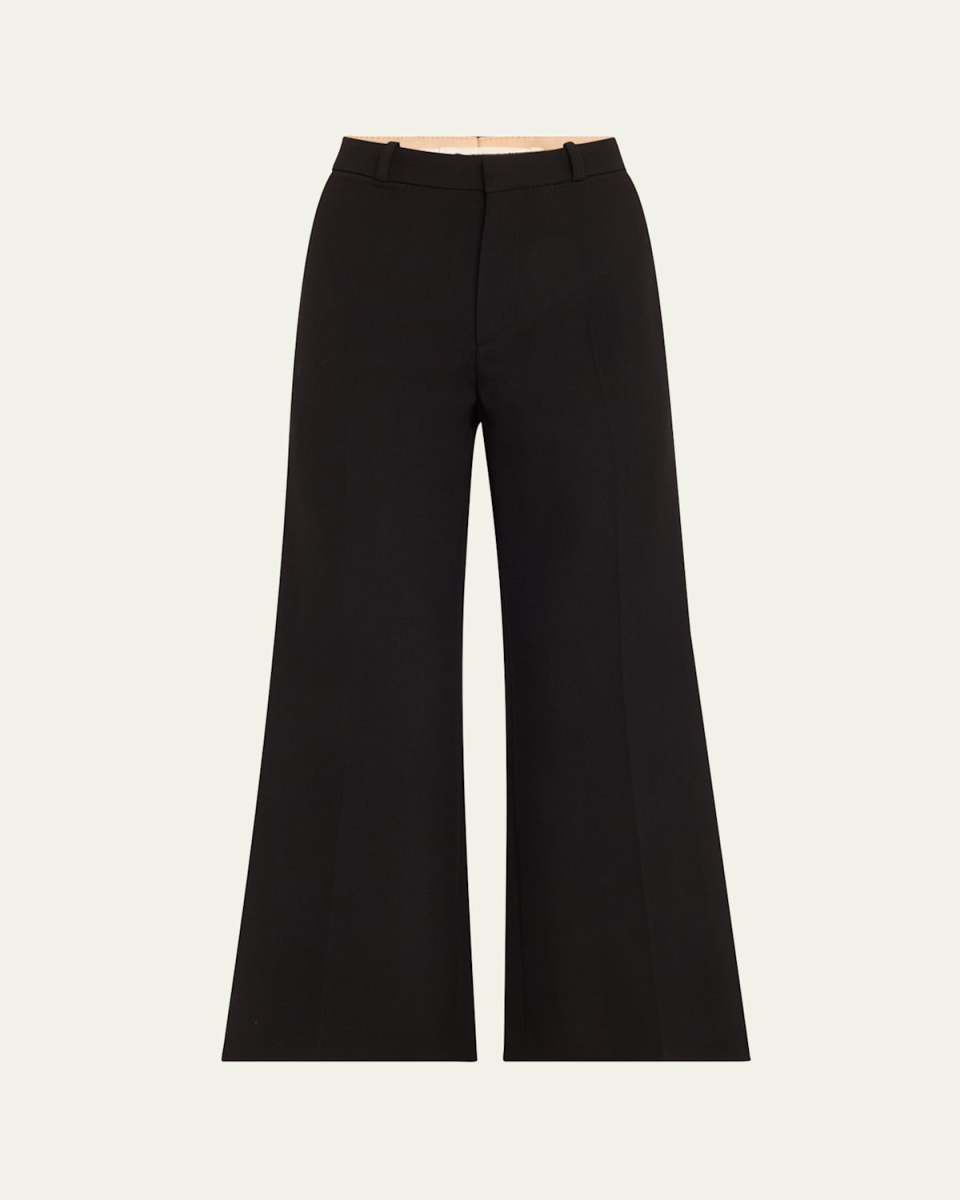 Wool Crepe Flare Ankle Trousers